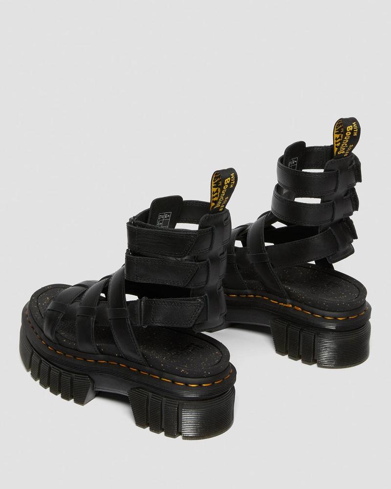 Black Women's Dr Martens Ricki Nappa Lux Leather Platform Platform Sandals | CA 313SGL